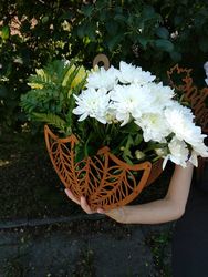 Laser Cut Wooden Decorative Flower Basket 3d Puzzle Free CDR