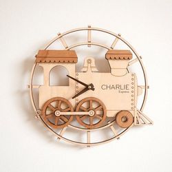Train Shape Wall Clock Laser Cut Template 3d Puzzle Free CDR