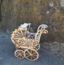 Baby Strollers Pram Laser Cut 3d Puzzle Free CDR