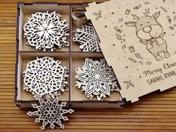 Laser Cut Snowflakes On Christmas Tree 3d Puzzle Free CDR