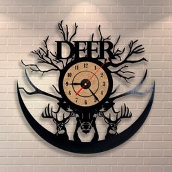 Laser Cut Deer Vinyl Record Clock Free CDR