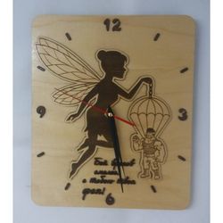 Laser Cut Kid Wall Clock Paratrooper With Fairy Free CDR