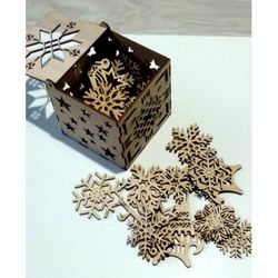 Laser Cut Snowflakes Christmas Tree Decoration Box Free CDR