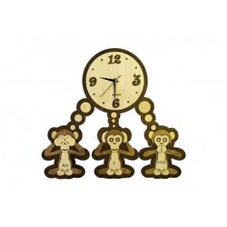 Laser Cut Three Monkeys Clock Template Free CDR