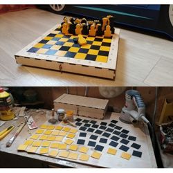 Laser Cut Portable Chess Set Template Free CDR