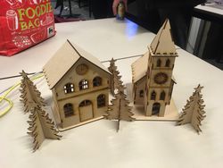 Laser Cut Wood House Christmas Tree Free CDR