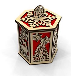Christmas Wooden Decorative Gift Box Free CDR