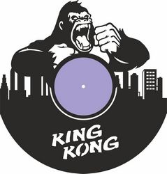 King Kong Vinyl Record Wall Clock Laser Cutting Free CDR