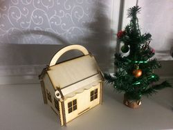 Laser Cut Wooden Xmas House Free CDR