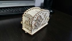 Laser Cut Wooden Bank For March 8 Free CDR