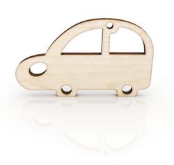 Laser Cut Retro Car Keychain Wooden Key Ring Free CDR