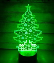 Laser Cut Acrylic Christmas Tree Night Light Free CDR