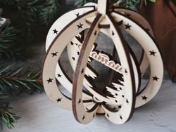 Laser Cut Birch Pendant Christmas Tree Hanging Wooden Decorations Free CDR