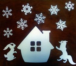 Laser Cut Christmas Elements Design Hare Fox Snow Flakes Free CDR