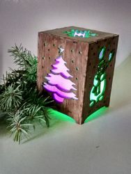 Laser Cut Christmas Night Light Box Lamp Template Free CDR