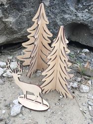 Laser Cut Christmas Tree Reindeer Free CDR