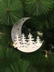 Laser Cut Moon Christmas Decoration Free CDR
