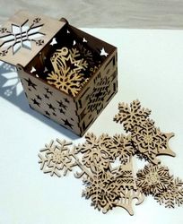 Laser Cut Snowflakes Christmas Decoration Box Free CDR