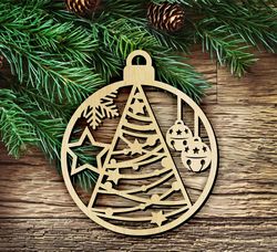 Laser Cut Wooden Christmas Hanging Decoration Free CDR