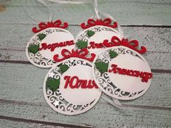 Laser Cut Wooden Personalized Christmas Ornaments Pendants Free CDR