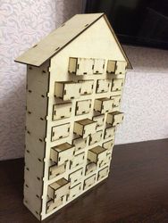 Advent Calendar Wooden House 31 Drawers Laser Cut Free CDR