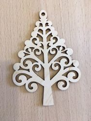 Laser Cut Decorative Tree Plywood Toys For New Year Free CDR