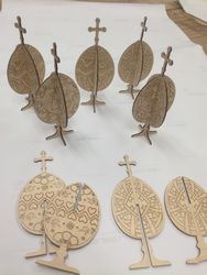Laser Cut Engraved Cross Easter Eggs Plywood Template Free CDR