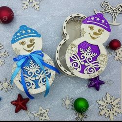Laser Cut Snowman Box With Lid Template Free CDR