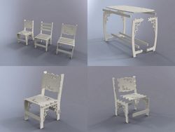 Table And Chair White Free CDR
