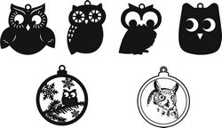 Christmas Tree Owl Decorations Free CDR