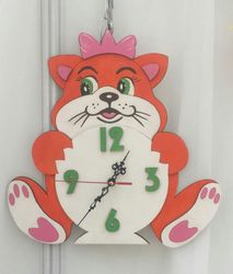Laser Cut File Clock With Cat Kids Free CDR