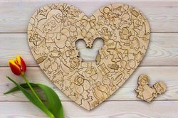 Valentines Day Jigsaw Puzzle Laser Cut Engraving Free CDR