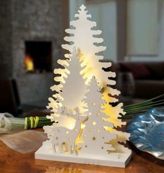 CNC Laser Cut Lamp Deer In Forest Free CDR