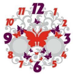 Laser Cut Butterfly Wall Clock Decorative Free CDR