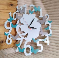Laser Cut Butterfly Wall Clock Gift Idea Free CDR