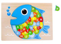 Laser Cut Educational Wooden Puzzle Russian Alphabet Fish Free CDR