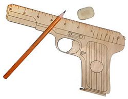 Laser Cut Wooden Gun Shaped Measuring Ruler Free CDR
