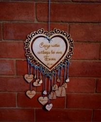 Laser Cut Wooden Heart Hanging Wall Art Decoration Free CDR