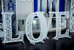 Volumetric Letters For A wedding. Wedding Decoration Made Of Wood Free CDR
