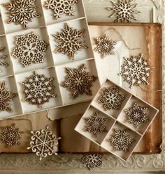 Wooden Christmas Decoration Ornaments Snowflakes Set Free CDR