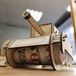 Laser Cut Tank Shaped Beer Can Holder 4mm Free CDR