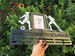 Laser Cut Football Medal Hanger With Photo Frame Free CDR