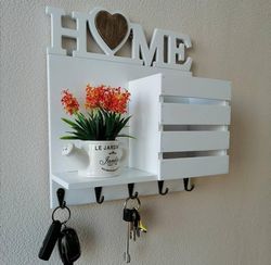 Laser Cut Keys Hanger With Wall Shelf And Mail Holder Free CDR