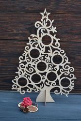 Laser Cut Wooden Decorative Christmas Tree Free CDR
