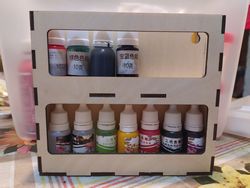 Laser Cut Wooden Pigment Paint Resin Bottle Jar Rack Organizer Wall Mounted Storage Shelf Free CDR