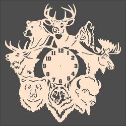 Laser Cut Forest Animals Wall Clock Free CDR