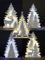 Laser Cut Light Up Decoration Christmas Ornament Xmas Festive Tree Deer Free CDR