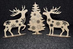 Laser Cut Mini Christmas Tree And Deer For Desk Christmas Ornaments Free CDR