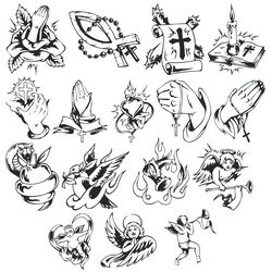 Collection Of Vector Templates For Religious Tattoos Free CDR