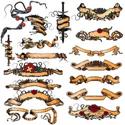 Collection Of Vintage Vector Ribbons Free CDR